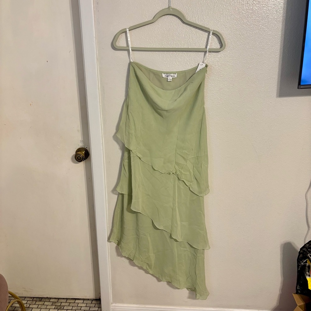Silk sage green asymmetrical skirt
